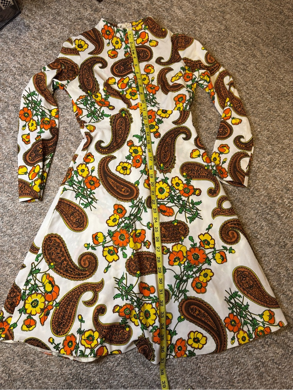 Vintage 1970’s Paisley floral print mod mini dress - Picture 4 of 9